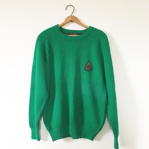 Fox Sweaters - Fox vintage Kelly green cable knit sweater